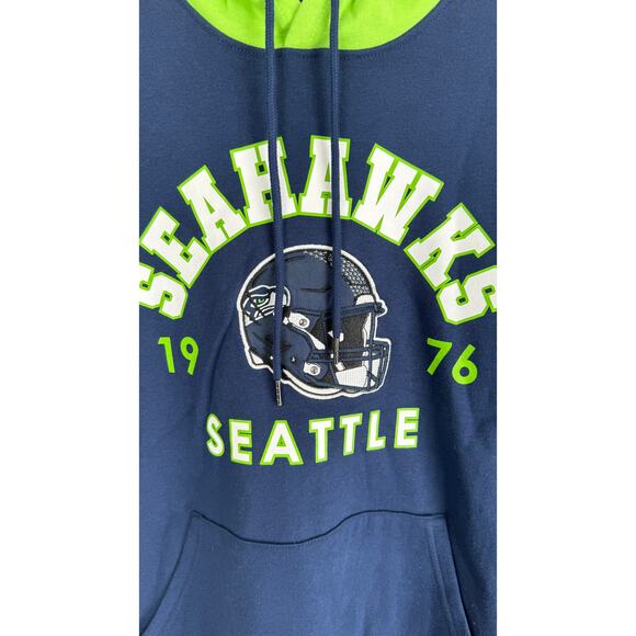 NFL Mens Seattle Seahawks Colorblock Pullover Hoodie Size Medium New Blue Green - Picture 3 of 8